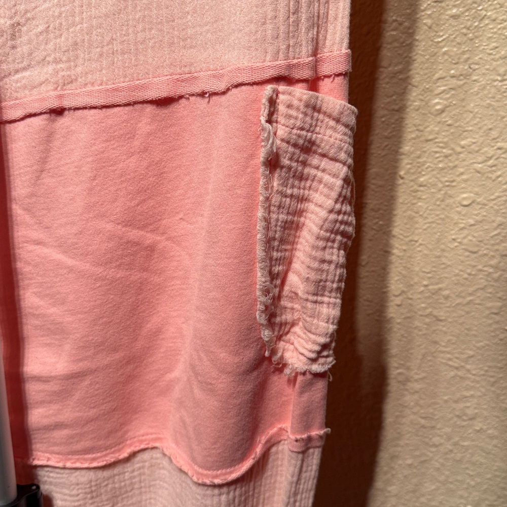 POL Pink color block cotton French terry gauze distressed drawstring joggers NEW - Picture 14 of 16
